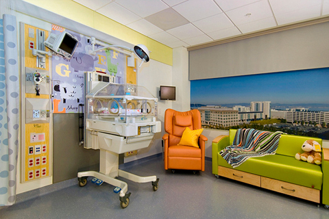 The children's patient rooms at the new UCSF Medical Center at Mission Bay