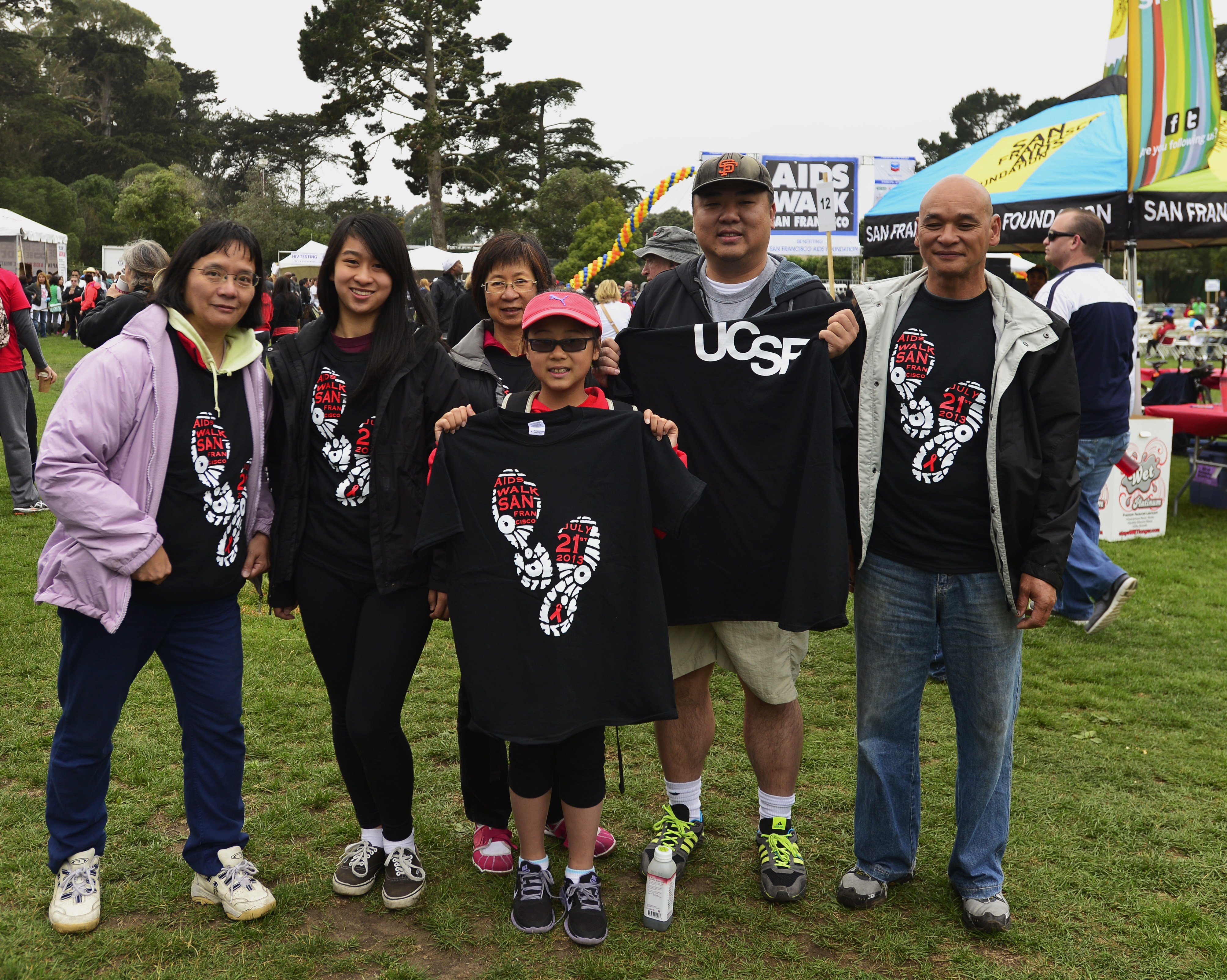 Members of the UCSF AIDS Walk Team show off this year's T-shirt.