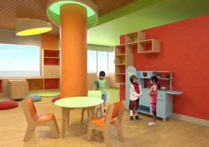 Play room in the UCSF Benioff Children’s Hospital at Mission Bay