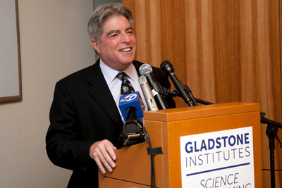 UCSF Executive Vice Chancellor and Provost Jeffrey Bluestone speaks at a press c