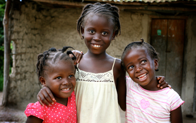 Stock photo of three little girls from Liberia, West Africa