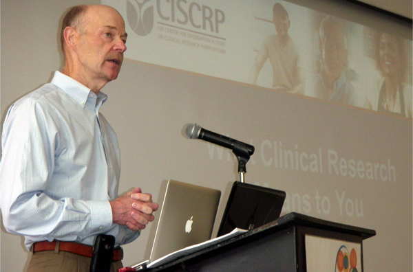 Bill Balke, MD, delivers the opening presentation at a recent event at UCSF.