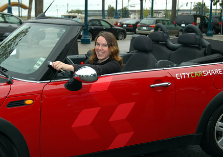 City CarShare staff member Keri Rumley enjoys driving the MINI Cooper.