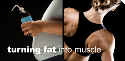 Photo of overweight person next to muscular person