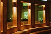 Genentech Hall Courtyard at Night Genentech Hall Courtyard at Night