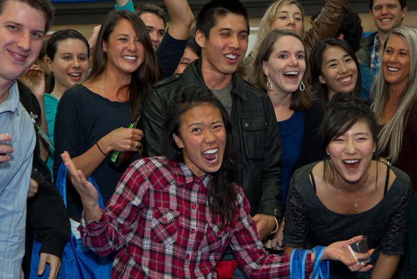 First-year students show their excitement about starting their studies at UCSF