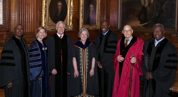 Group shot of honorees at Princeton University commencement.