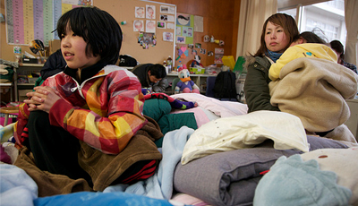 Families take shelter in Japan.