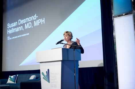 Sue Desmond-Hellmann speaks during the precision public health summit at UCSF