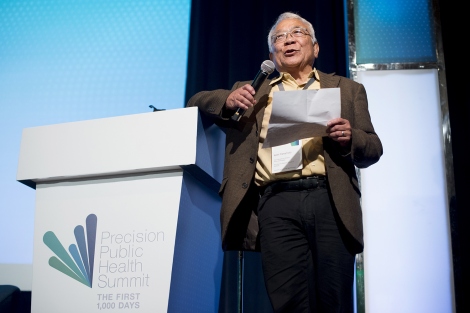 Keith Yamamoto speaks during the precision public health summit at UCSF