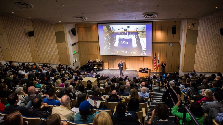 wide shot of Cole Hall during 2016 State of the University Address
