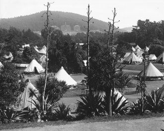 A tent city formed in Golden Gate Park after the 1906 earthquake