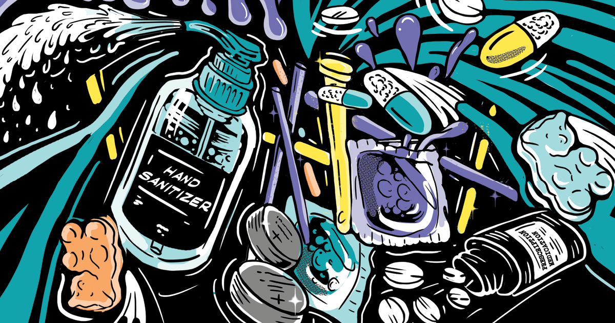 Illustration of commonly suspected sources of poisoning
