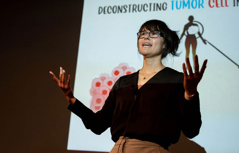 Rachel Nakagawa delivers her research, which earned second place in the 2022 Grad Slam