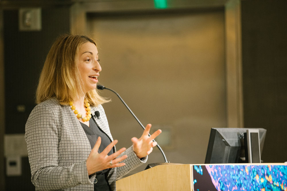 Natalia Jura speaks at the Byers Award Lecture in Basic Science