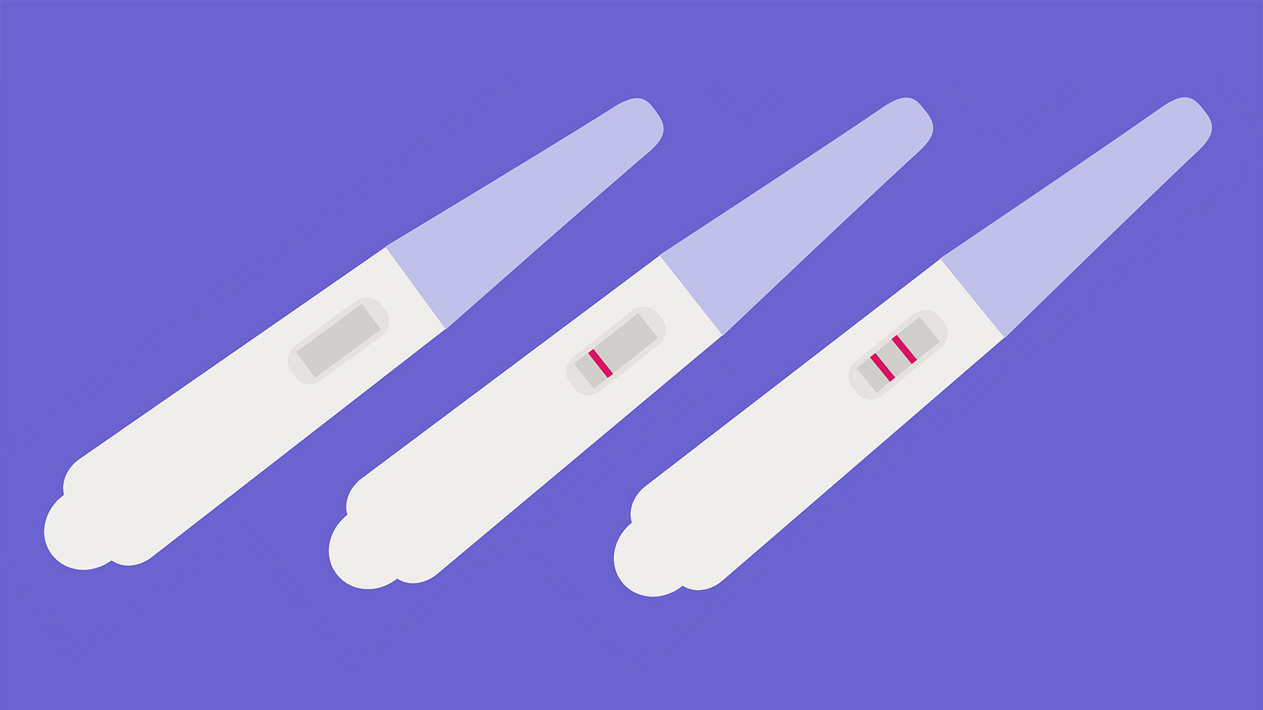 An illustration of three pregnancy tests showing different results