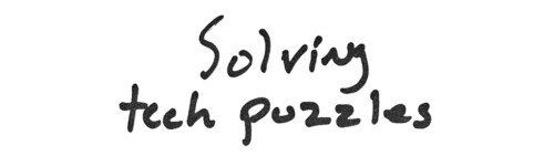 Notecard says “Solving tech puzzles.”