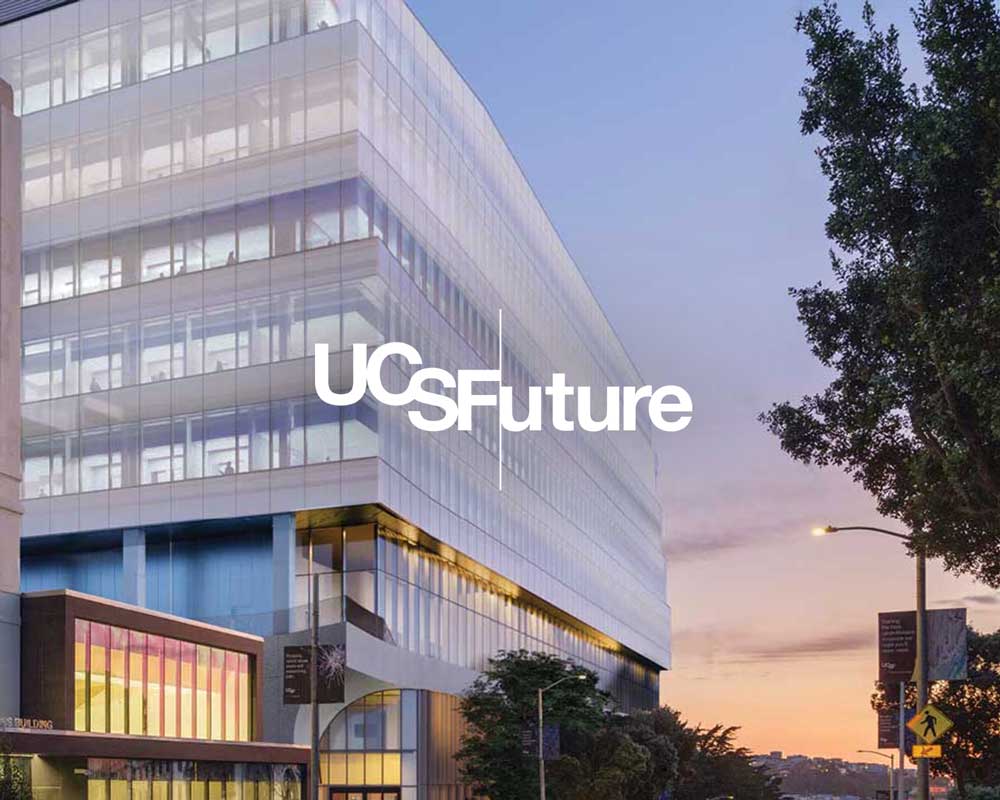 A rendering of the B R A B building with a logo that reads "U C S F Future" superimposed on it.