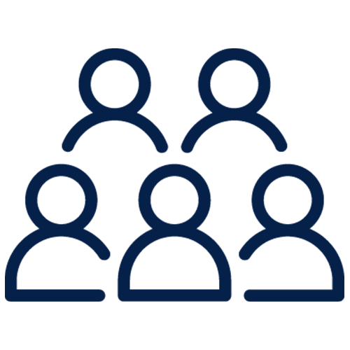 A graphic icon of a large group of people.