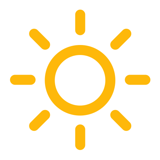 A graphic icon of a sun.