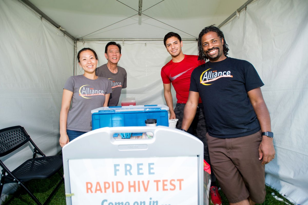 UCSF's Alliance Health Project offered free rapid HIV tests at Sharon Meadow during the event. 