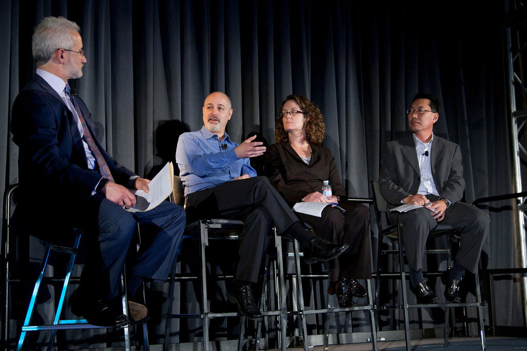 From left: Michael Blum, MD; Jeffrey Olgin, MD; Julie Murchison; and David Kim, MD