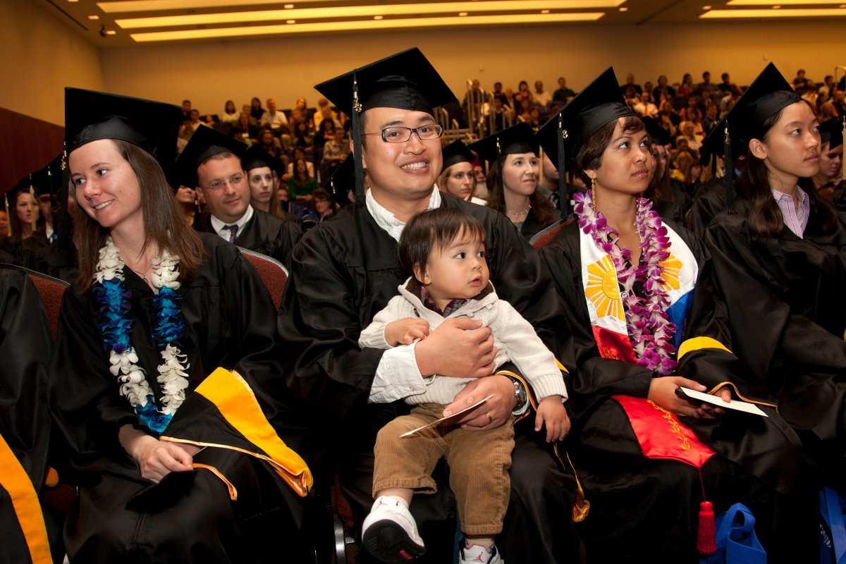 Graduate students were flanked by family and friends at the ceremony.
