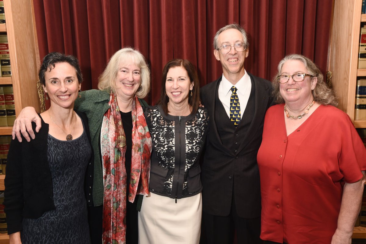 All five of Julius Krevans' children at the reception after his memorial. From left to right: Nora Krevans, Nita Krevans, Sarah Krevans, J.R. Krevans and Rachel Krevans.