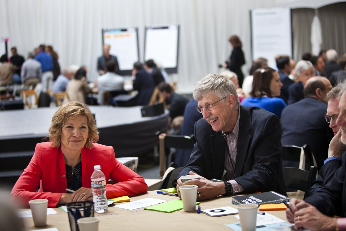 Chancellor Susan Desmond-Hellmann and Francis Collins, director of the National Institutes of Health.