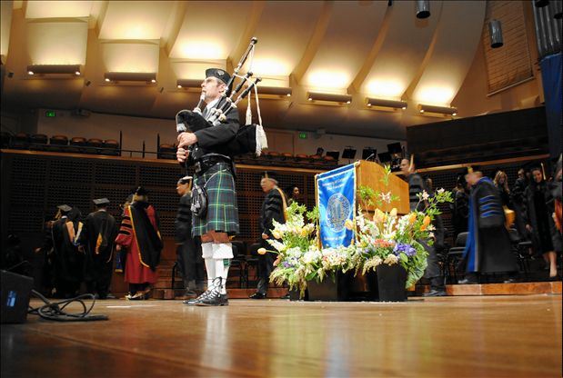 A bagpiper plays "Amazing Grace" and "Scotland, The Brave" at the end of the ceremony and during the recessional.