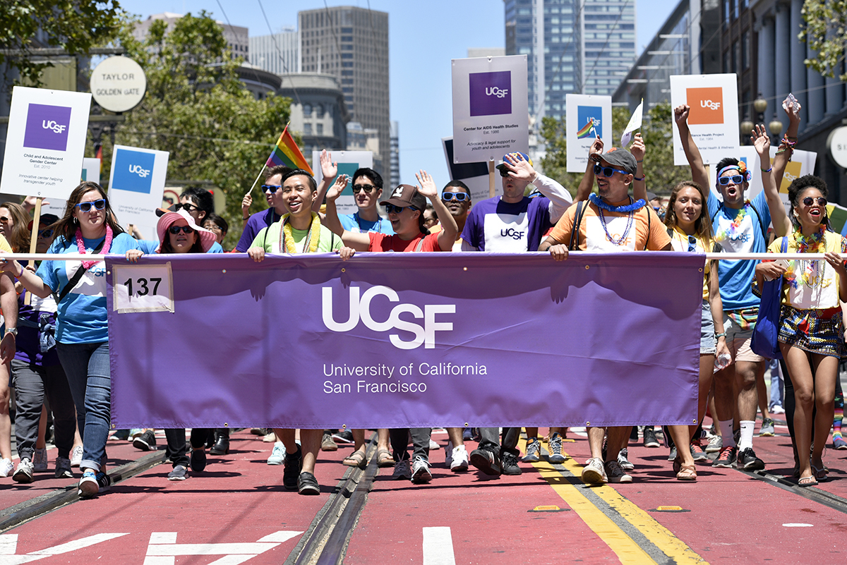 UC San Francisco's contingent marches in the San Francisco Pride Parade.