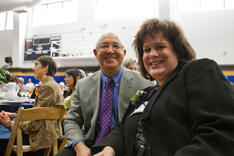 Cynthia Lynch Leathers, assistant vice provost in Academic Affairs, celebrated her Chancellor's Award for Exceptional University Management with her husband