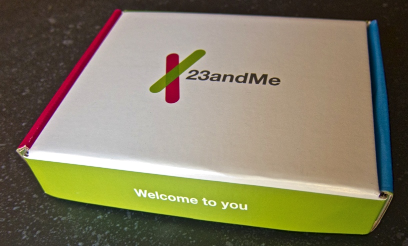 23andMe box, 'Welcome to you' is written on the side of the box
