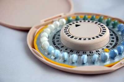 Stock image of birth control pills