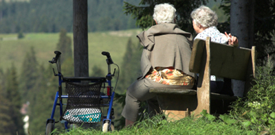 Elderly women sitting on a bench