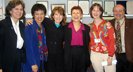 From left, Joyce Neifert, Angie Lee Ow, Lori Hope, Joyce Lavey, Natalie Olsen, RN, and Thierry Jahan at the event.
