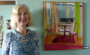 Cherie Pinsky stands by her painting