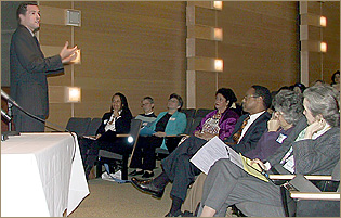 Gavin Newsom addresses participants of the Women's Health Summit