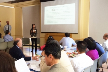 Lisa Chung, DDS, MPH, gives a presentation during a meeting of the San Francisco Children’s Oral Health Collaborative.