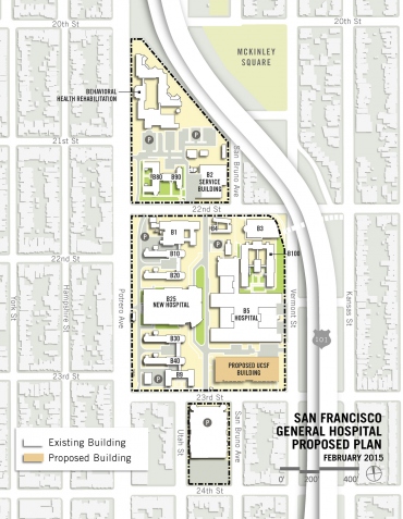 Proposed location of the new UCSF research building.