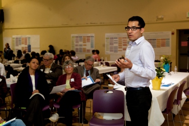 Pedro Torres, director of Youth and Family Services for the Tenderloin-based National Council on Alcoholism - Bay Area, leads a breakout session.
