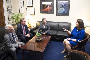 UCSF's Keith Yamamoto, Chancellor Sam Hawgood and Barbara J. French meet with Rep. Diana DeGette, D-Colo..