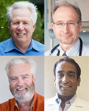 Clockwise from top left: Warner Greene, MD, PhD; Steven Deeks, MD; Satish Pillai, PhD; Mike McCune, MD, PhD
