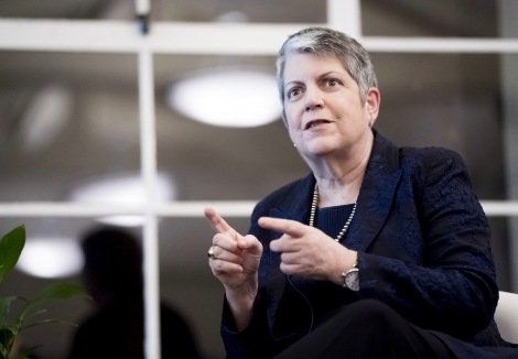 Janet Napolitano speaks during the UCSF School of Medicine's annual retreat