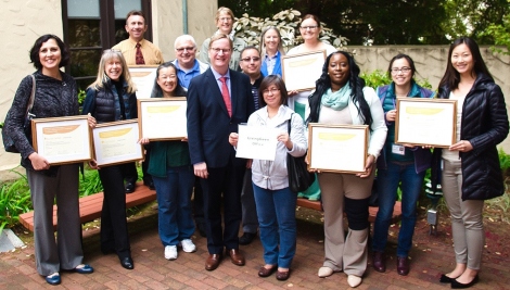Winners of the LivingGreen Offices awards with Chancellor Sam Hawgood.