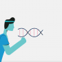 illustration of a runner in front of a DNA strand