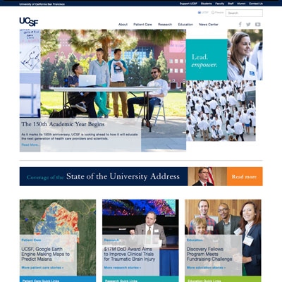 screenshot of UCSF.edu homepage in 2014