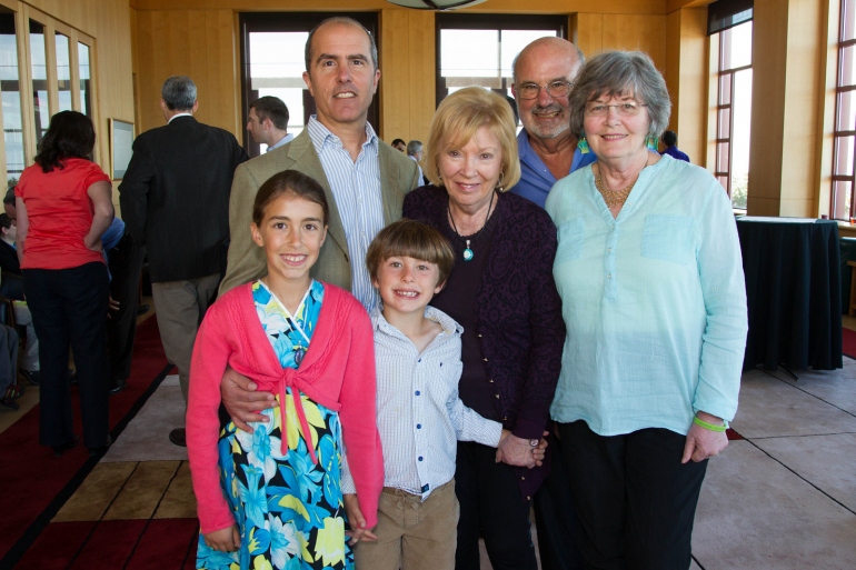 Craig Cohen, MD, MPH, celebrates his award with his family at the UCSF Library's Lange Room.