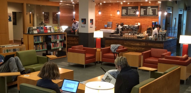 Image result for coffee bar in the library