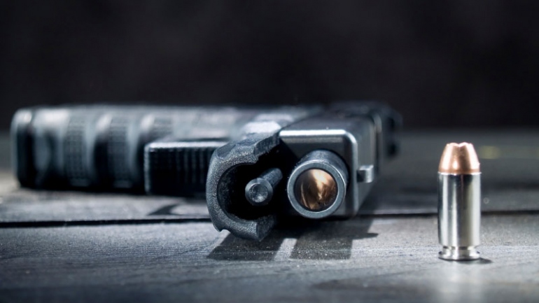 closeup of a gun
